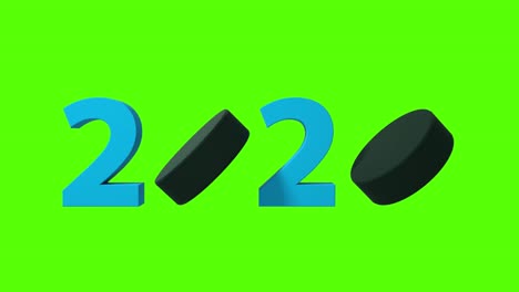 el fondo del diseño del disco de hockey sobre hielo 2020 en una pantalla verde. 4k