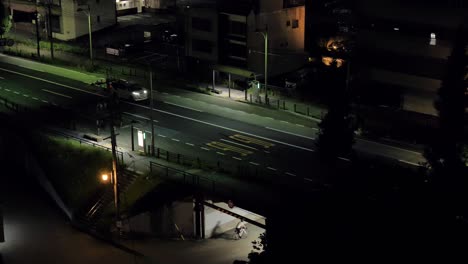 Empty-bus-stop-ambience-at-night---Nagarabashi,-Gifu,-Japan