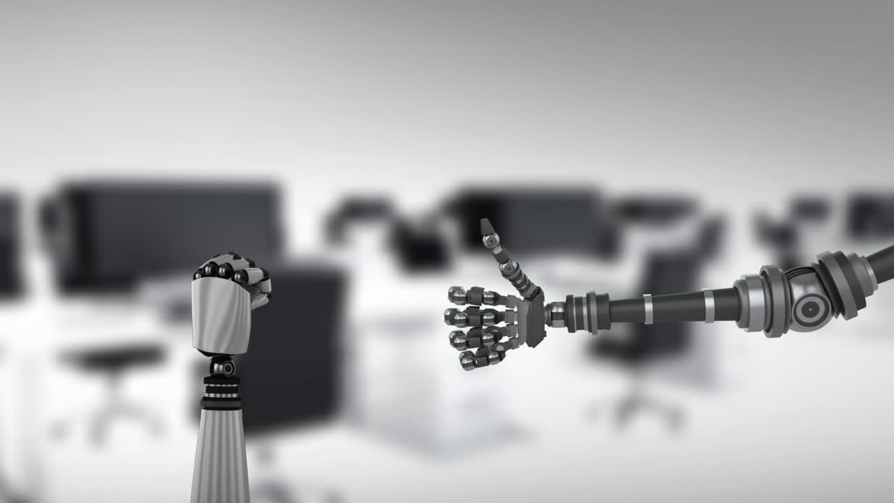 animazione di mani robotiche su uno sfondo sfocato