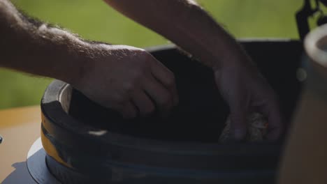 setting up wood in bbq