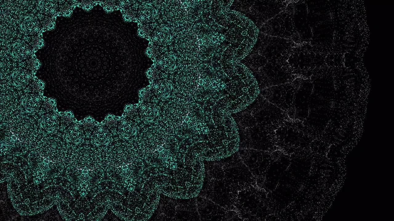 la abstracción de la forma de la flor del movimiento de velocidad de las partículas giratorias, dando un efecto hipnótico.