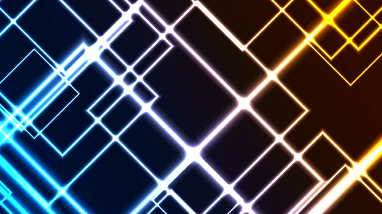 abstracto de neón brillante cuadrados de colores animación de video