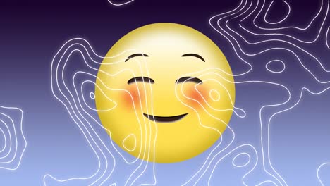 Animation-of-smiling-emoji-icon-on-purple-background