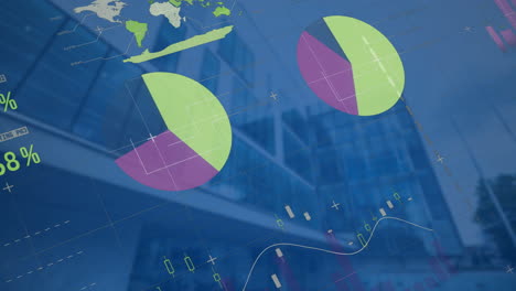 Animation-of-statistical-data-processing-against-low-angle-view-of-tall-building