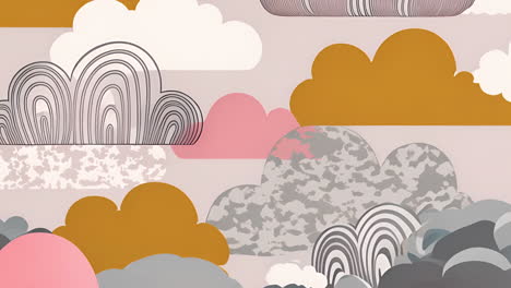 colorful clouds and abstract patterns animation on light background