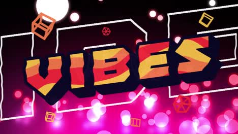Animation-of-vibes-text-over-neon-pattern-on-black-background
