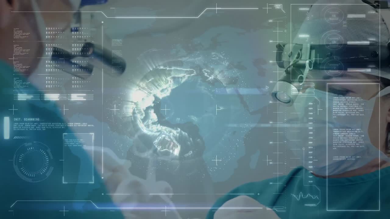 행복한 두 인종 여성에 대한 화면에서 다양한 데이터의 애니메이션