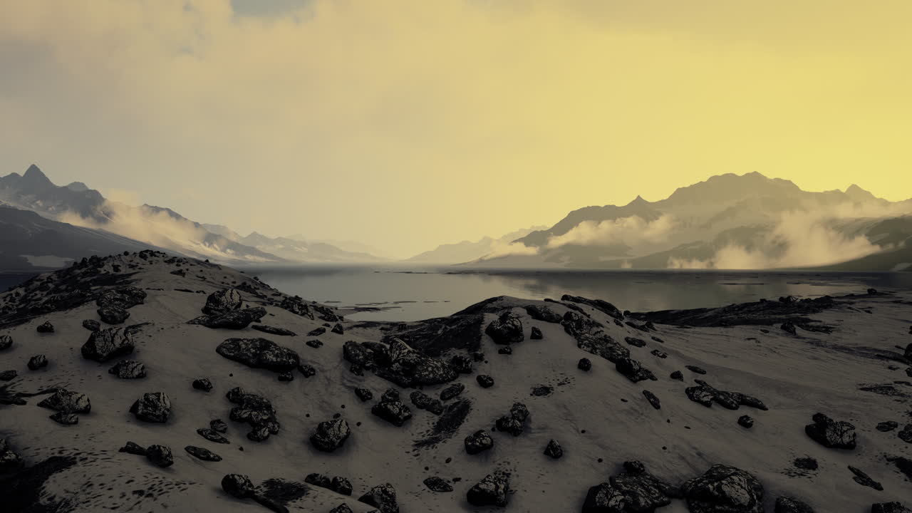 paisaje de invierno con rocas cubiertas de nieve en el océano ártico