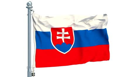 slovak flag waving on white background, animation. 3d rendering