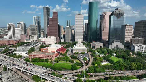 commuters on interstate 45 around houston texas at rush hour