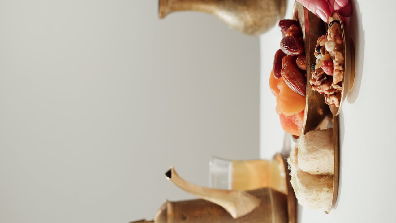 Traditional Middle Eastern Dessert Platter with Dates, Apricots, and Nuts