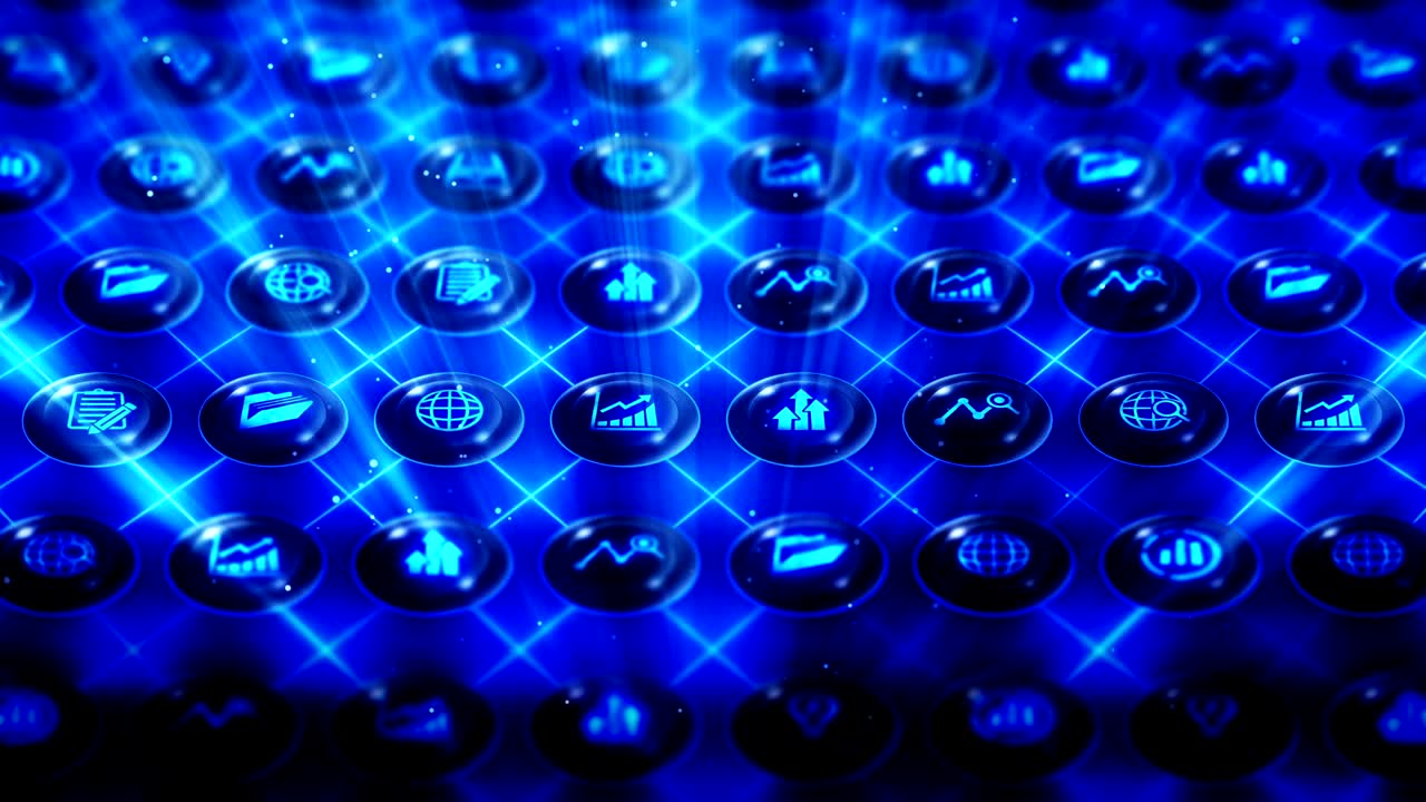 Set of Business Icons, Global Business Background, CG Loop Animation,