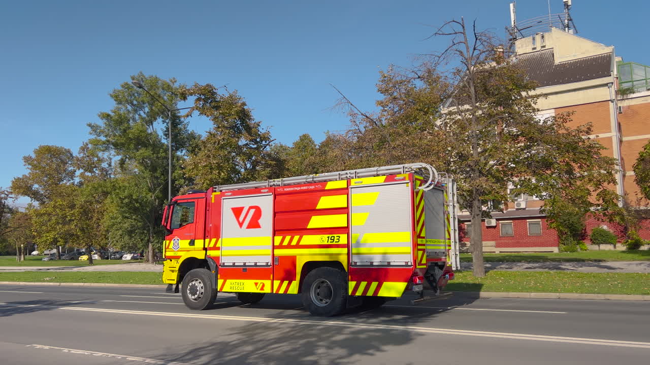 Firefighter trucks rushing on the streets