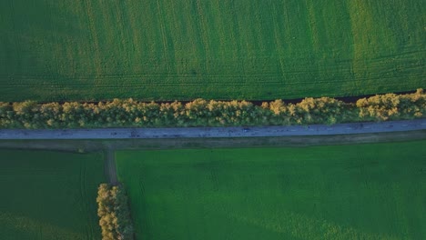 vista aérea de las tierras de cultivo y la carretera