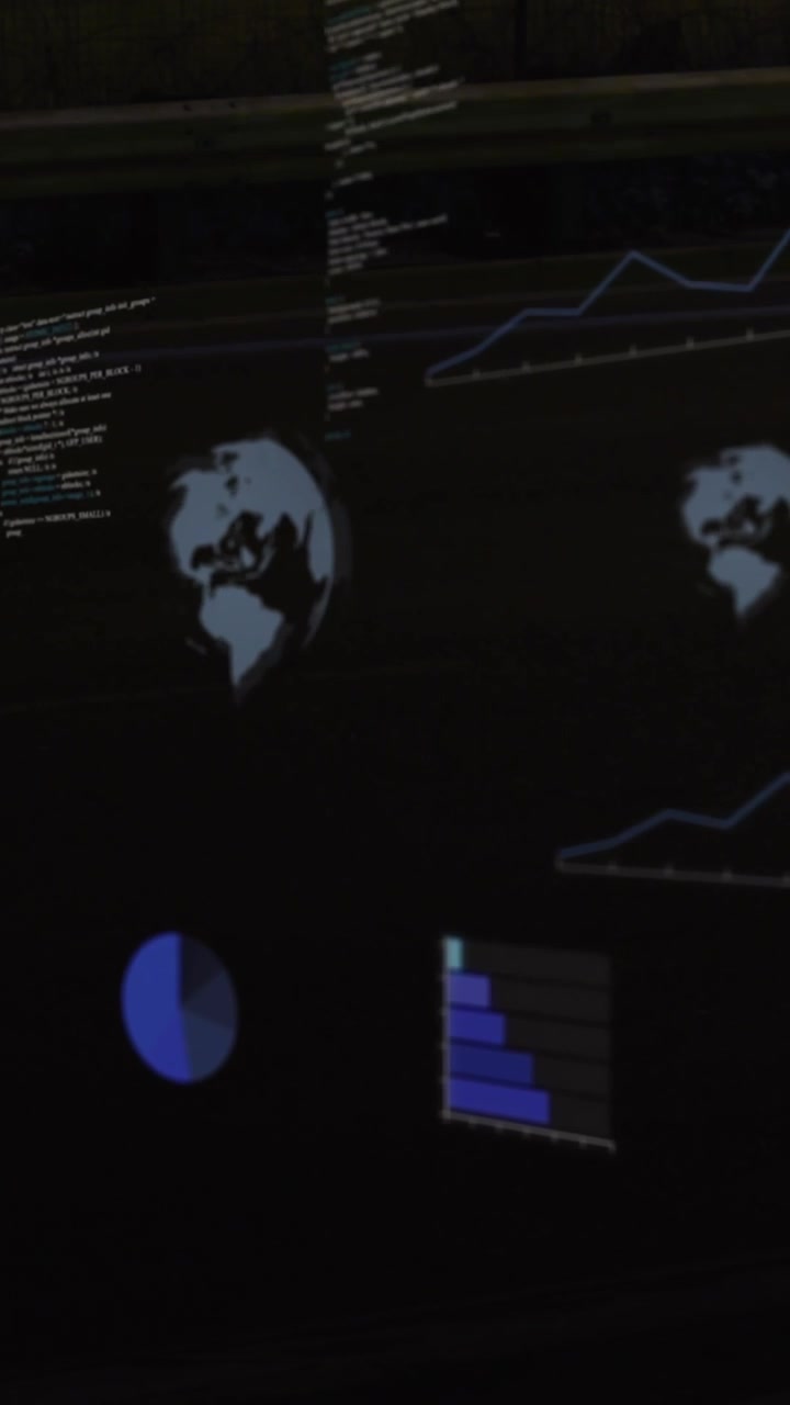 Interfaccia Digitale Astratta con Dati Globali e Scie Luminose di Notte.