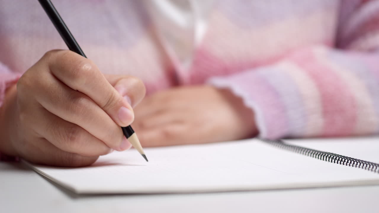 Holding pencil in hand, writing ideas Note list Important things in a concept notebook