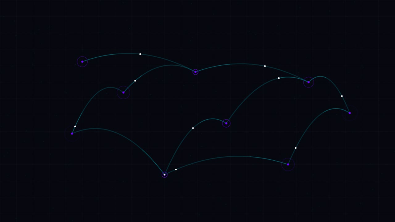 Abstract Digital Network Nodes Connecting with Moving Data Points