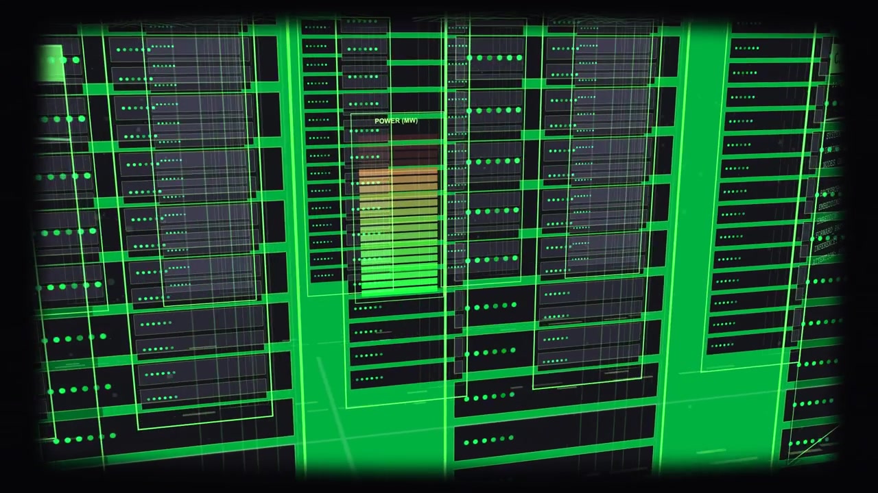 On playback, camera panning, centering 3D rack bar rising green-orange, showing load, transparent