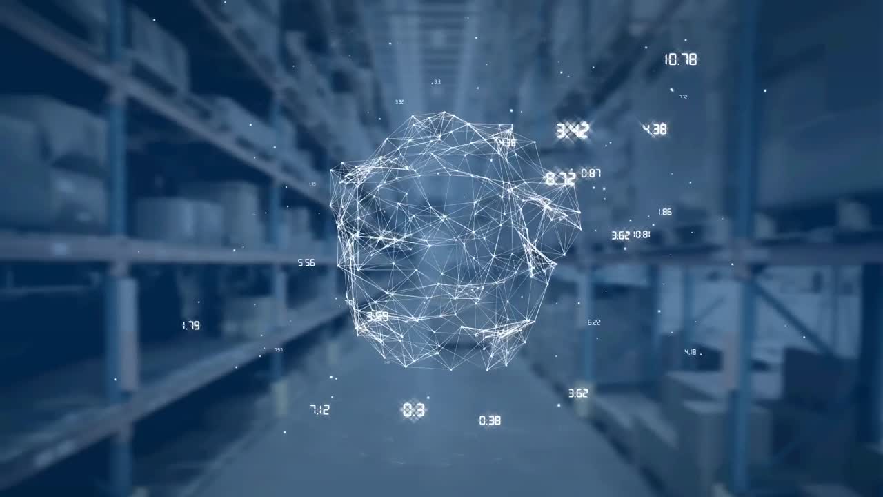 анимация вращения земного шара с обработкой данных над складом