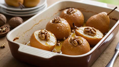 baked pears with walnuts and honey