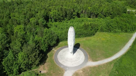the mesmerizing dream sculpture, st helens - uk. drone slow rotate around face