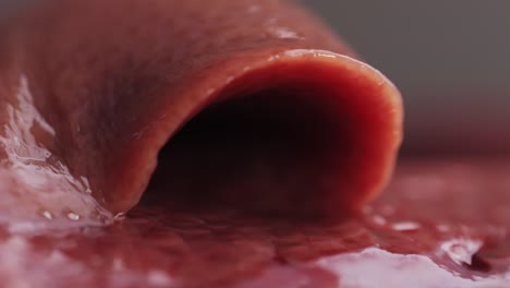 close-up of raw liver