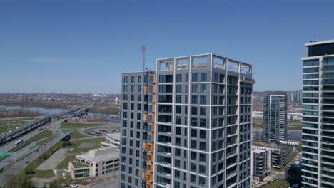 aerial view of montreal city construction site