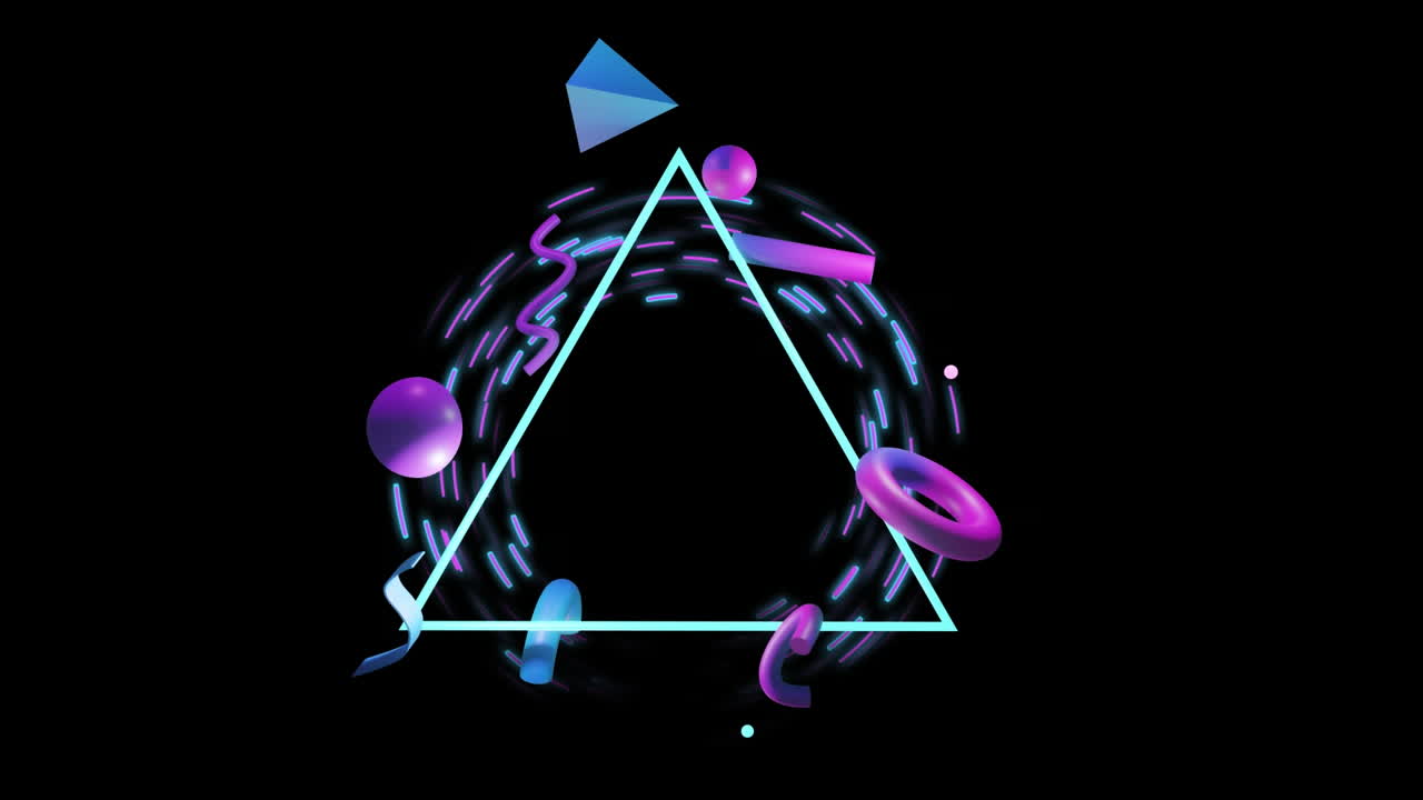 검은 바탕 위에 추상적인 3d 모양의 애니메이션