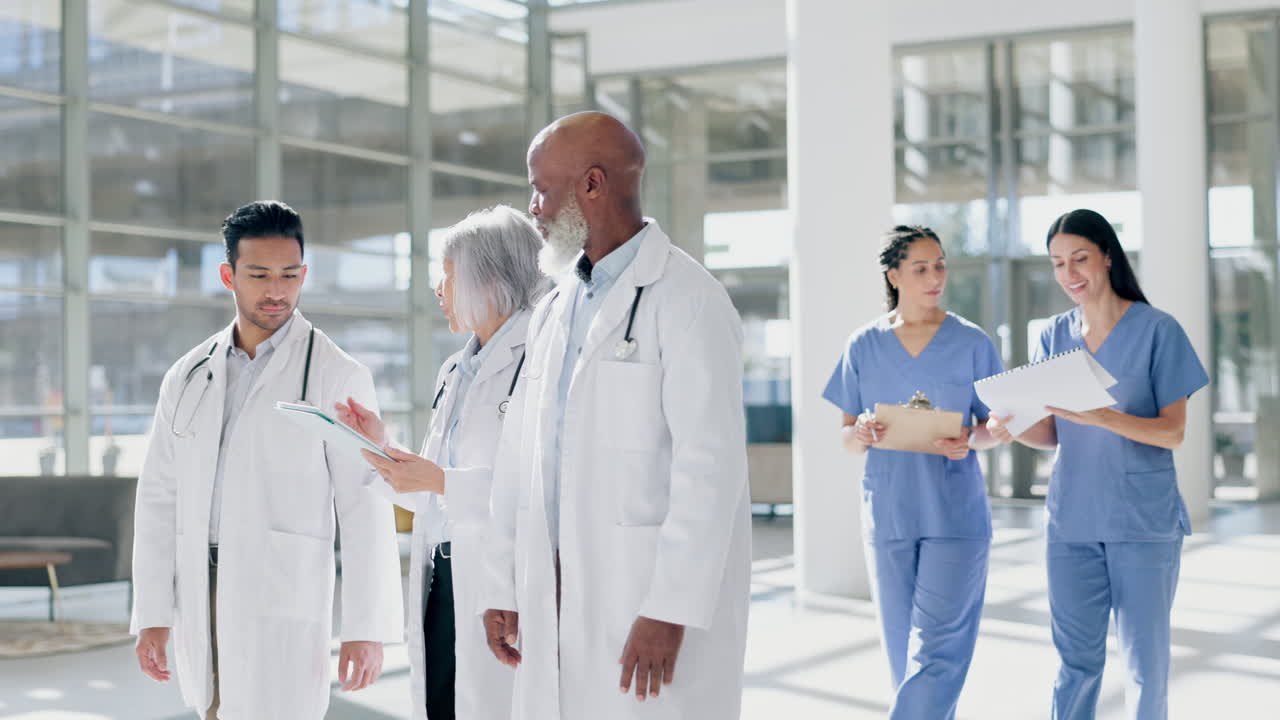 Planning, consulting and tablet with doctors
