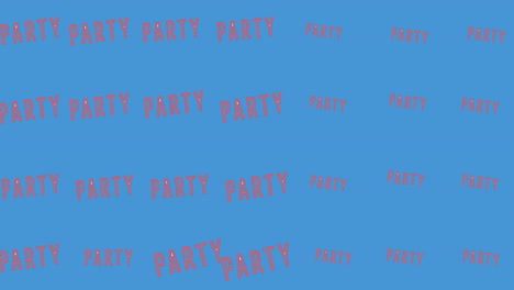animation of moving party texts over blue background