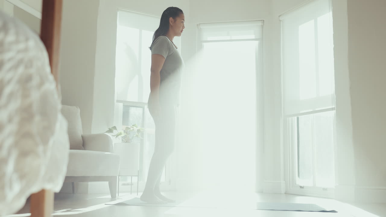 평화, 요가와 스트레칭과 함께 살아가는 여성