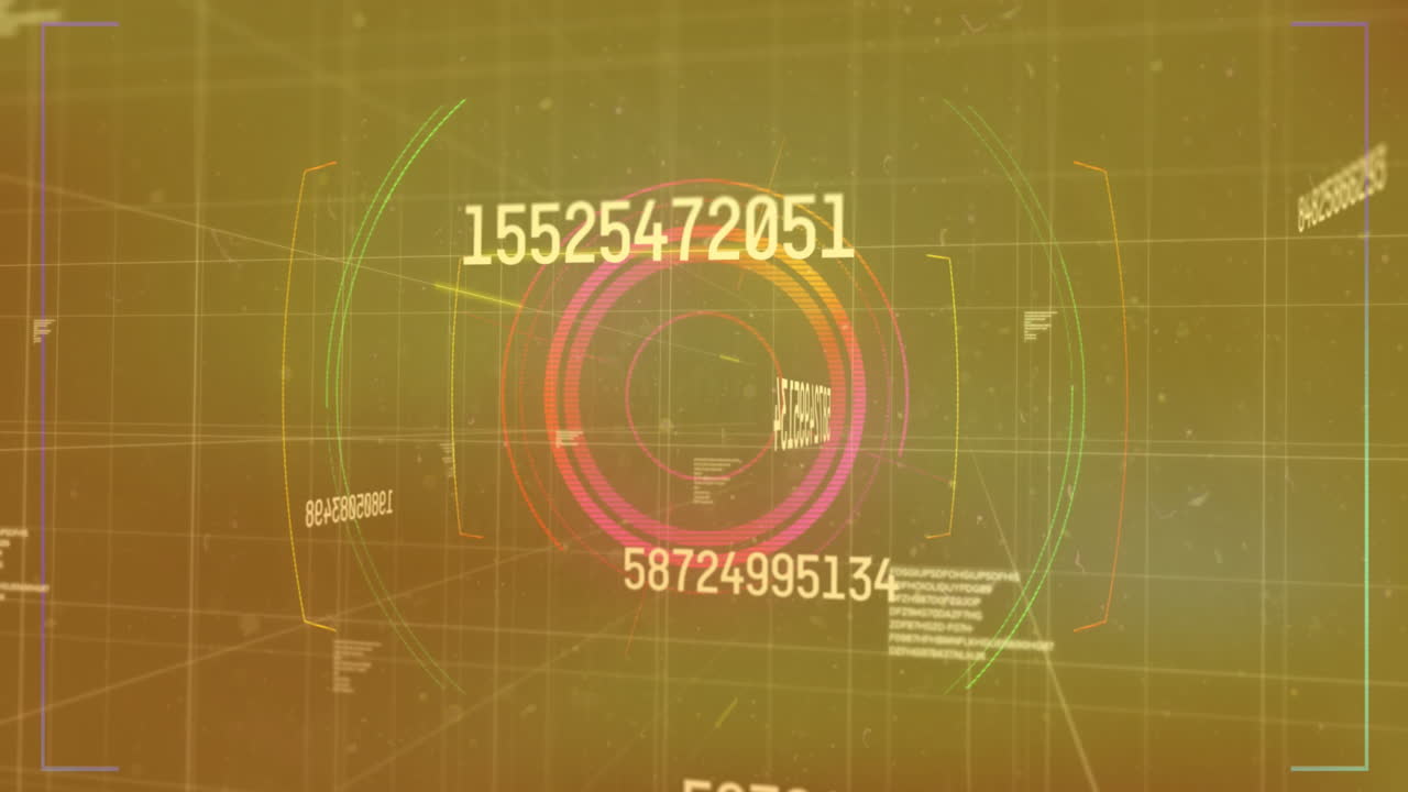 データ処理とスコープスキャンのアニメーション オレンジ色の背景