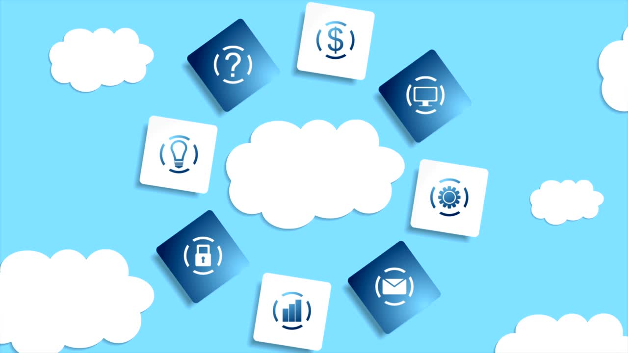 Server clouds database abstract technology video animation