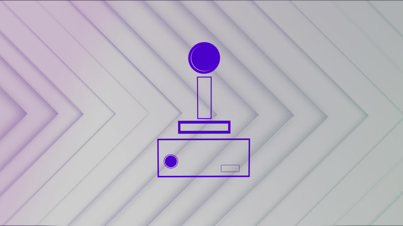 animación del icono del controlador de videojuego contra un fondo blanco neumórfico con patrones triangulares