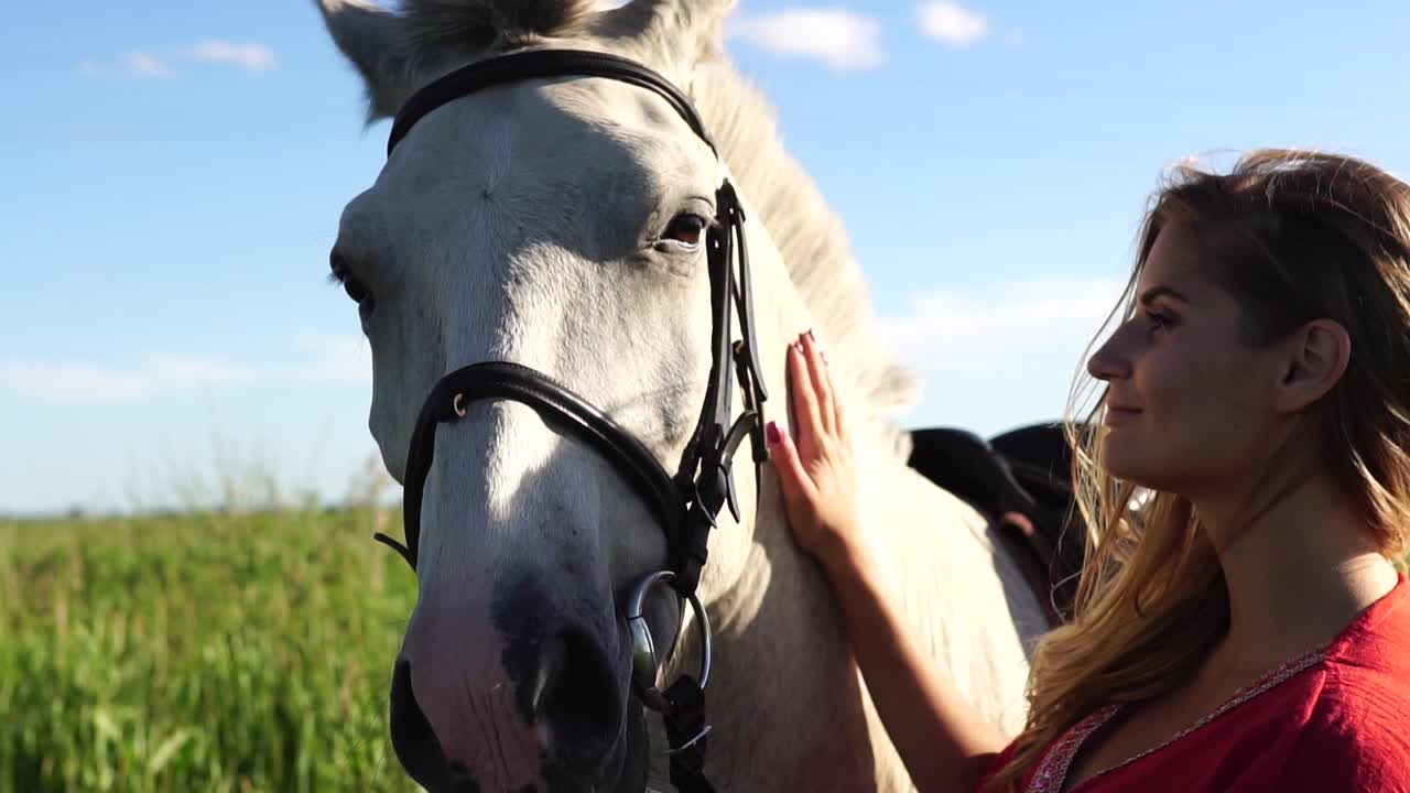 Woman and Horse in a Field
