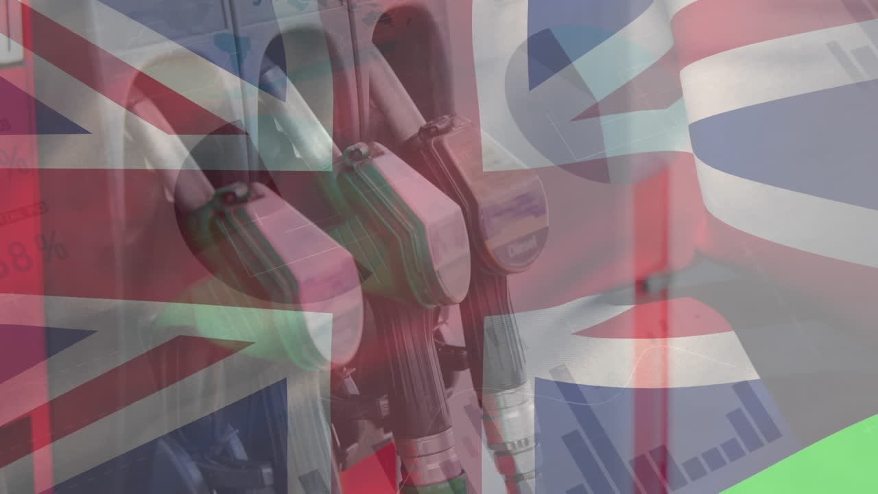 잭 유니온  ⁇ 발이 주유소 위에서 흔들리고 있습니다.