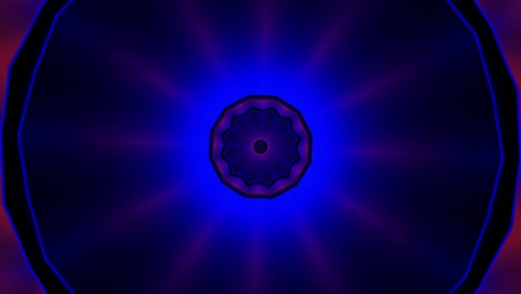 objeto circular con el centro amarillo rodeado de azul. caleidoscopio vj bucle