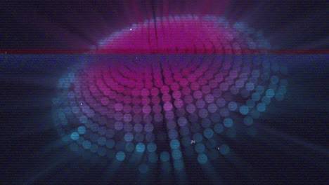 animation of glitch over pink and blue lights on navy background