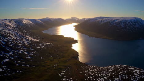 Scenic Mountain Fjord Landscape at Sunrise/Sunset