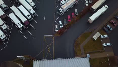aerial view of a truck parking lot
