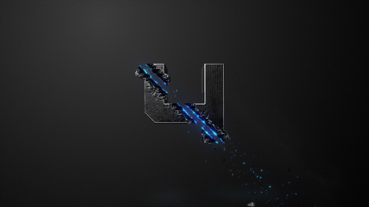 High quality 3D animated number Title Card or Chapter graphic, with hi tech sci-fi style 4 digit being zapped and sliced by a high powered laser, on a grey background