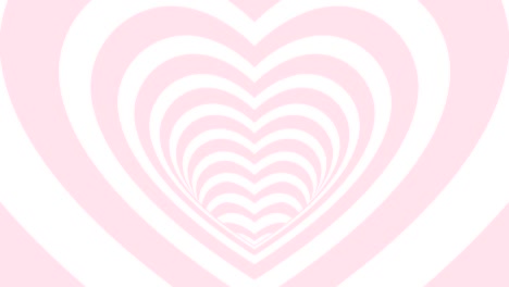 túnel de corazón sin costuras en bucle pastel rosa y blanco fondo animado 4k