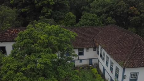 old coffee farm house drone shot.