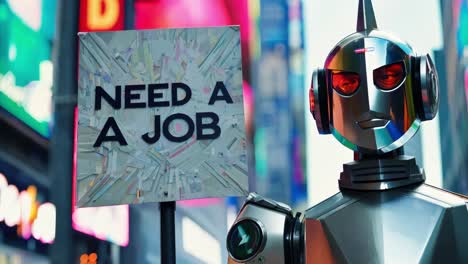 robot seeking employment in times square