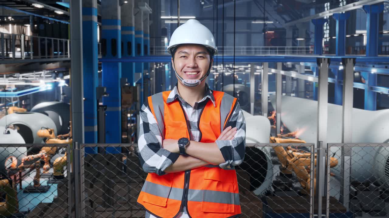 Lavoratore di fabbrica in ambiente industriale
