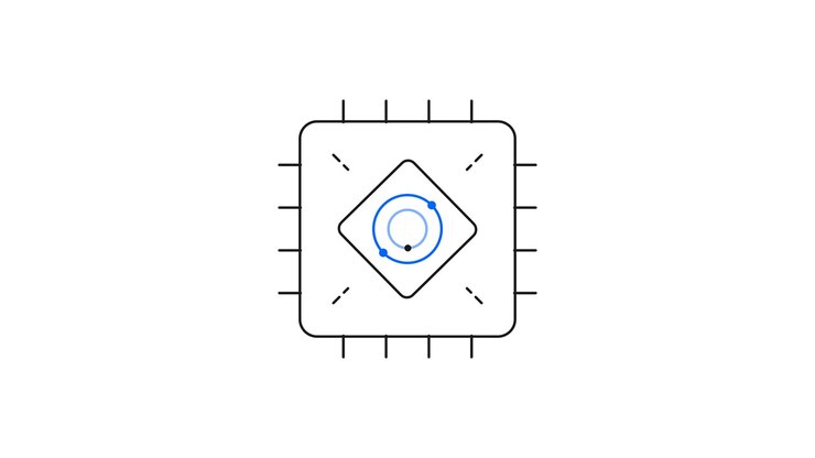 Animated Microchip Icon Rotating on White Background