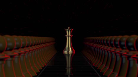 gold chess king on boardgames. concept business coping, strategy, planning, leader, teamwork and success. 3d rendering loopable elements