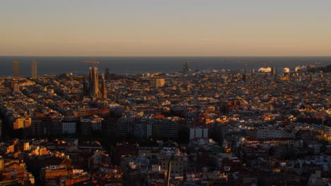 barcelona panoramic view during sunset