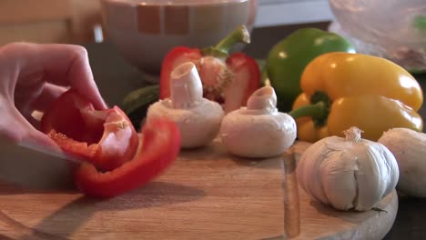 stock footage chopping vegetables