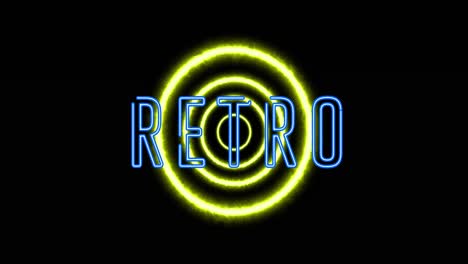 Animation-of-neon-retro-text-over-black-background